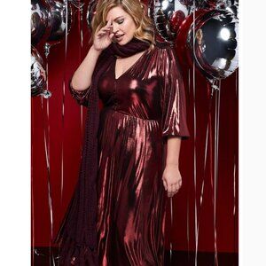 Torrid Red Liquid Knit Tea Length Dress Size 3